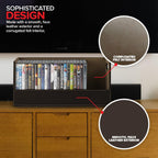 Stock Your Home DVD Storage Box, Movie Shelf Organizer for Blu-Ray, Video Game Cases, CDs, VHS Tape Display Stand, Disc Holder Can Store Up to 28 DVDs, Faux Leather (Espresso) 2 Pack