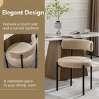 Boucle Dining Chairs Set of 4, Beige Dining Chairs with Upholstered Seat and Round Back, Mid-Century Modern Kitchen Chairs for Dining Room, Restaurant