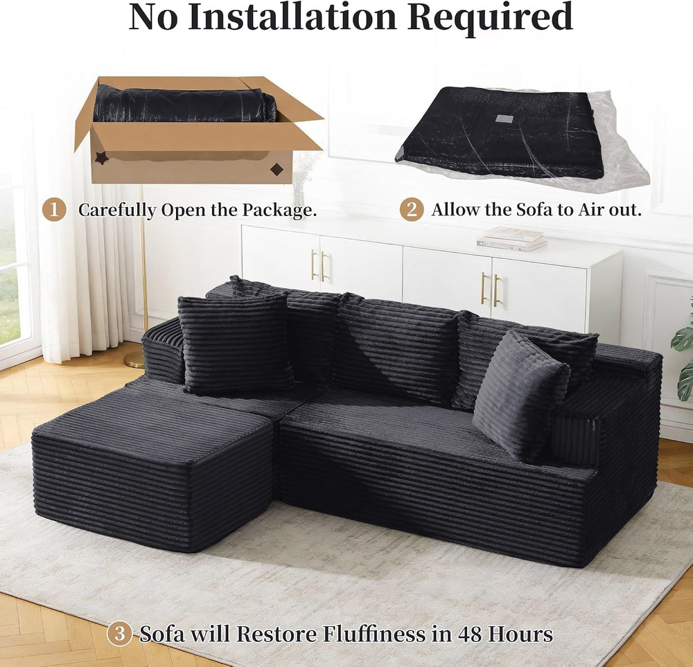 Korser Cloud Modular Sectional Sofa with L-Shaped, Couches for Living Room, F...