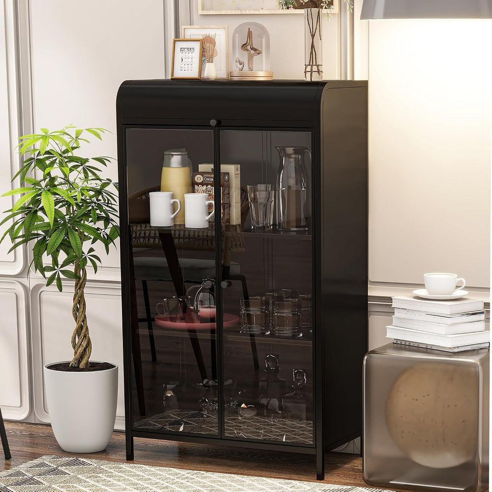 KEIKI 47.6" Tall Kitchen Pantry, Modern 4-Tier Sideboard Buffet Cabinet ...