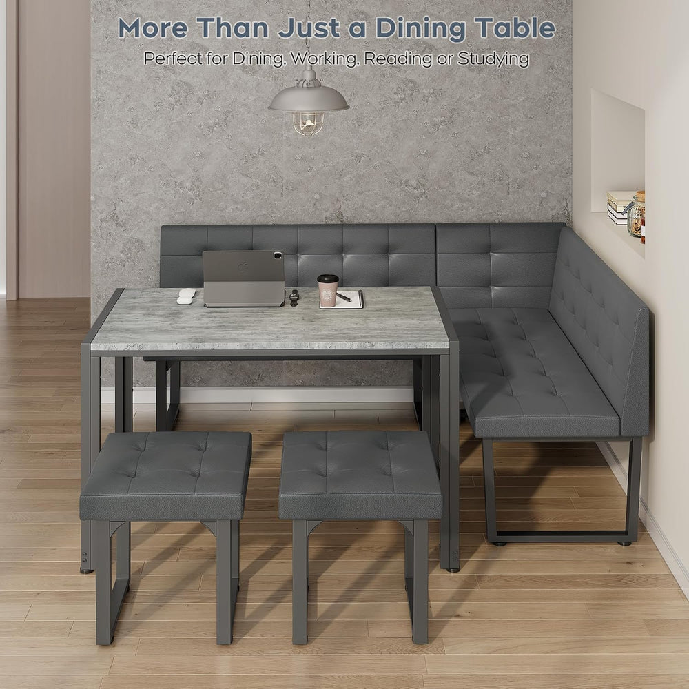 Yechen Corner Dining Table Set with Upholstered Banquette, 70 Inch 5-Piece Ki...
