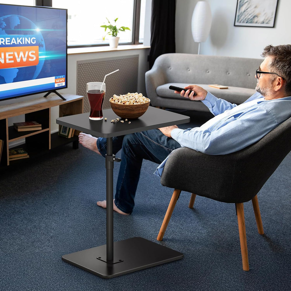 NiHome Minimalist Height Adjustable End Table, 360° Rotatable Sofa Armrest Si...