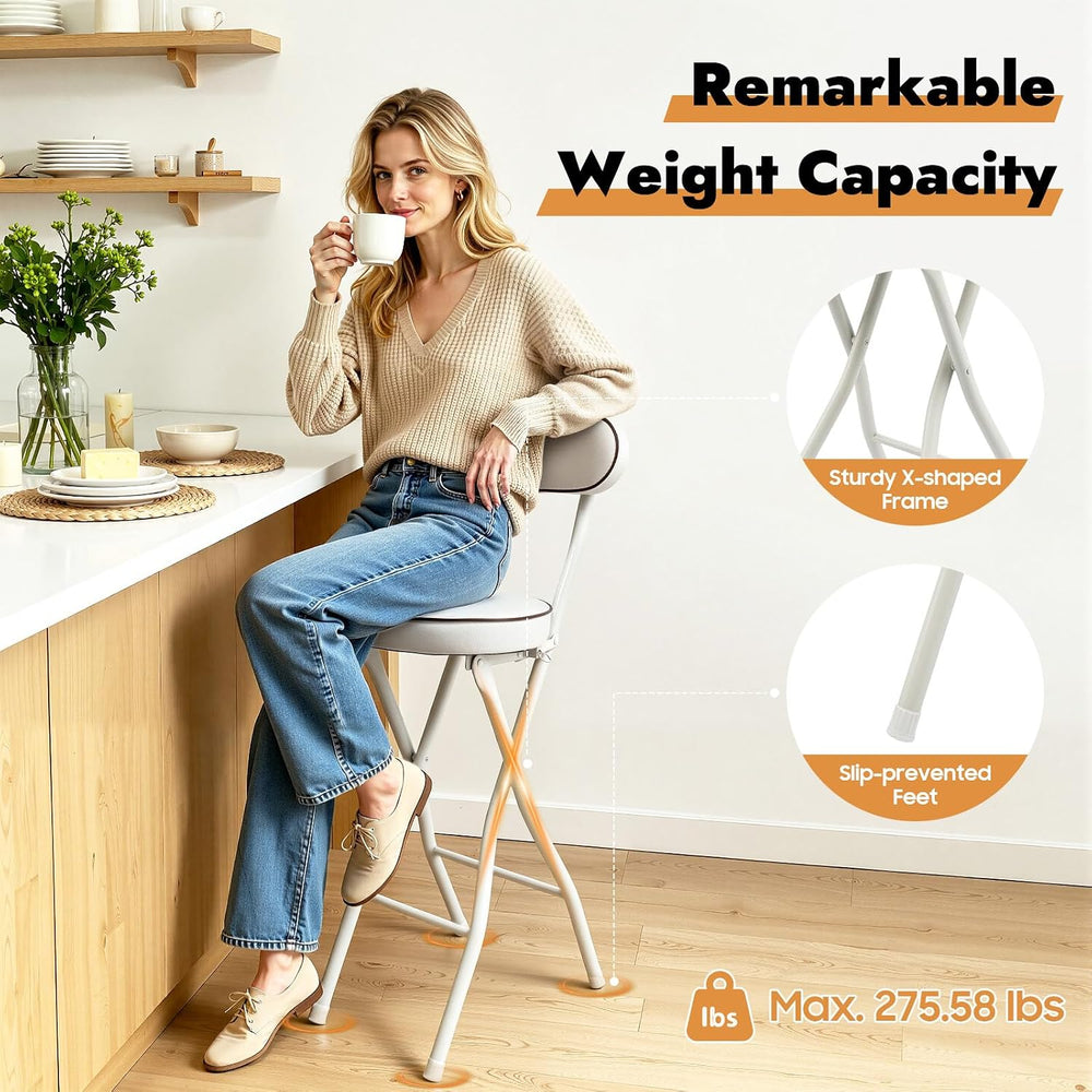 2PCS Folding Stool Cushioned Padded Folding Stool with 275.6lbs Capacity Fold...