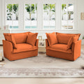 Aoowow Oversized Modular Sectional Sofa Chair Set of 2, 49” Chenille Fabric Single Armchair Comfy Deep Seat Couch Sofa with Big Toss Pillows for Living Room Apartment Office(Orange-Chenille)