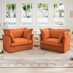 Aoowow Oversized Modular Sectional Sofa Chair Set of 2, 49” Chenille Fabric Single Armchair Comfy Deep Seat Couch Sofa with Big Toss Pillows for Living Room Apartment Office(Orange-Chenille)