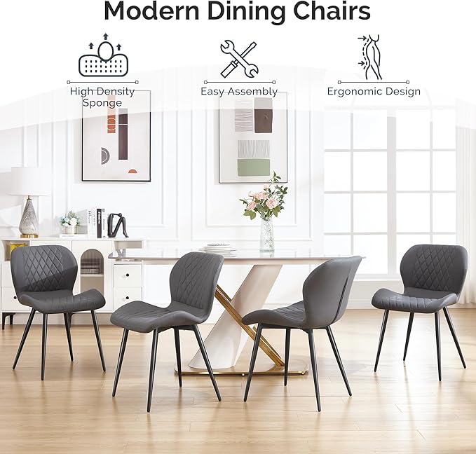 Dining Chairs Set of 8, Comfy Modern Dining Chairs with Thick Cushions, Uphol...