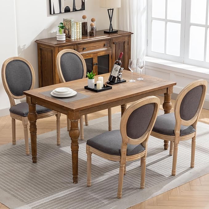 French Country Dining Chairs Set of 2, Gray Kitchen & Dining Room Chairs ...