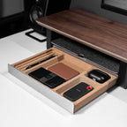 Raico Desk Cockpit Shelf Monitor Stand System Dual Screen Setup Wood Large Desk Accessory Organizer Unit (Walnut, Full Length v2 | 45.7 Inches)
