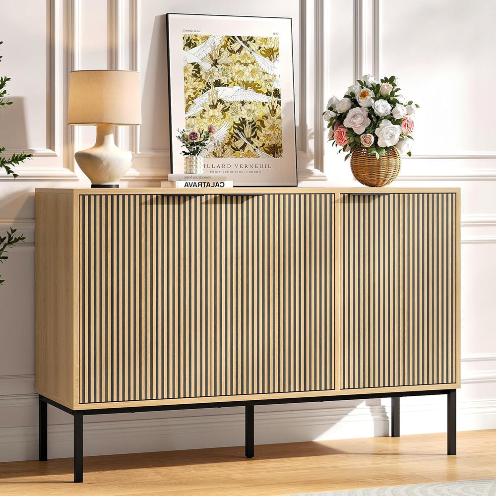 47.2" Sideboard Cabinet, Modern Buffet Cabinet with Doors & Adjustab...