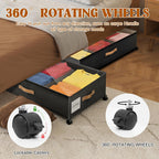 Under Bed Storage with Wheels, Rolling Under Bed Storage Containers with Clear Lid and Handles for Clothes, Shoes, Blankets, Pillows, Toys, Books, Bags (60L, 30.9 x 16.9 x 6.7in, Black, 2 Pack)