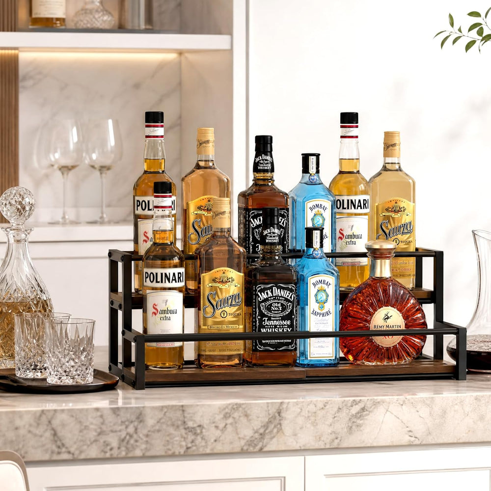 Expandable Coffee Syrup Organizer, Syrup Rack with Wood Base | Customized Wid...