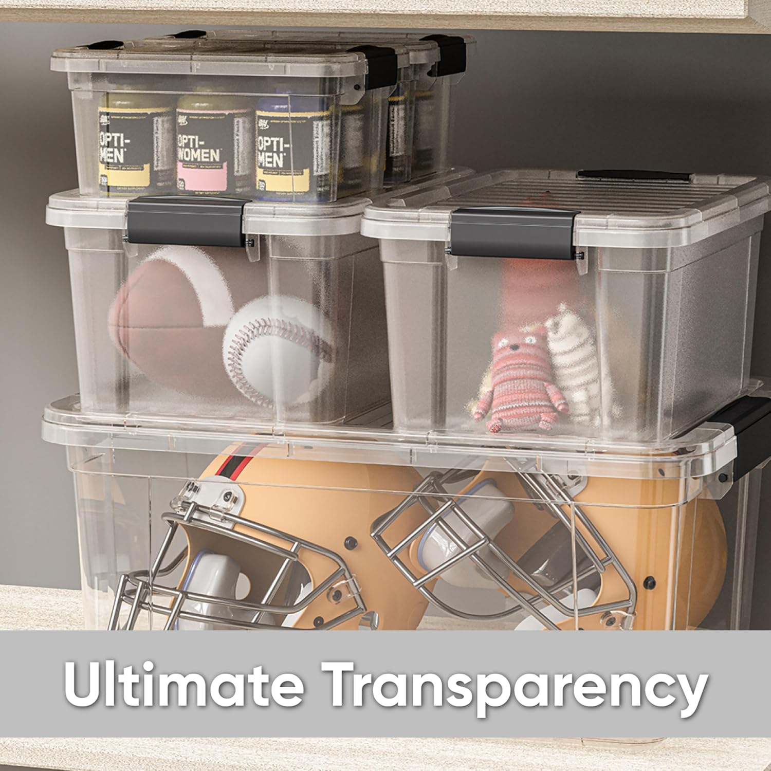 Superio Storage Bins with Lids- 8 Pack, 7.4 Qt Clear Boxes for Organizing, Stackable Plastic Containers- BPA Free, Non-Toxic, Odor Free, Organizer for Home, Office, Dorm