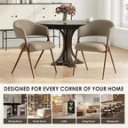 COLAMY Dining Chairs Set of 4, Modern Fabric Upholstered Dining Room Kitchen Side Chairs with Iron Legs, Open Back and Padded Seat, for Living Room/Restaurant/Cafe, Taupe