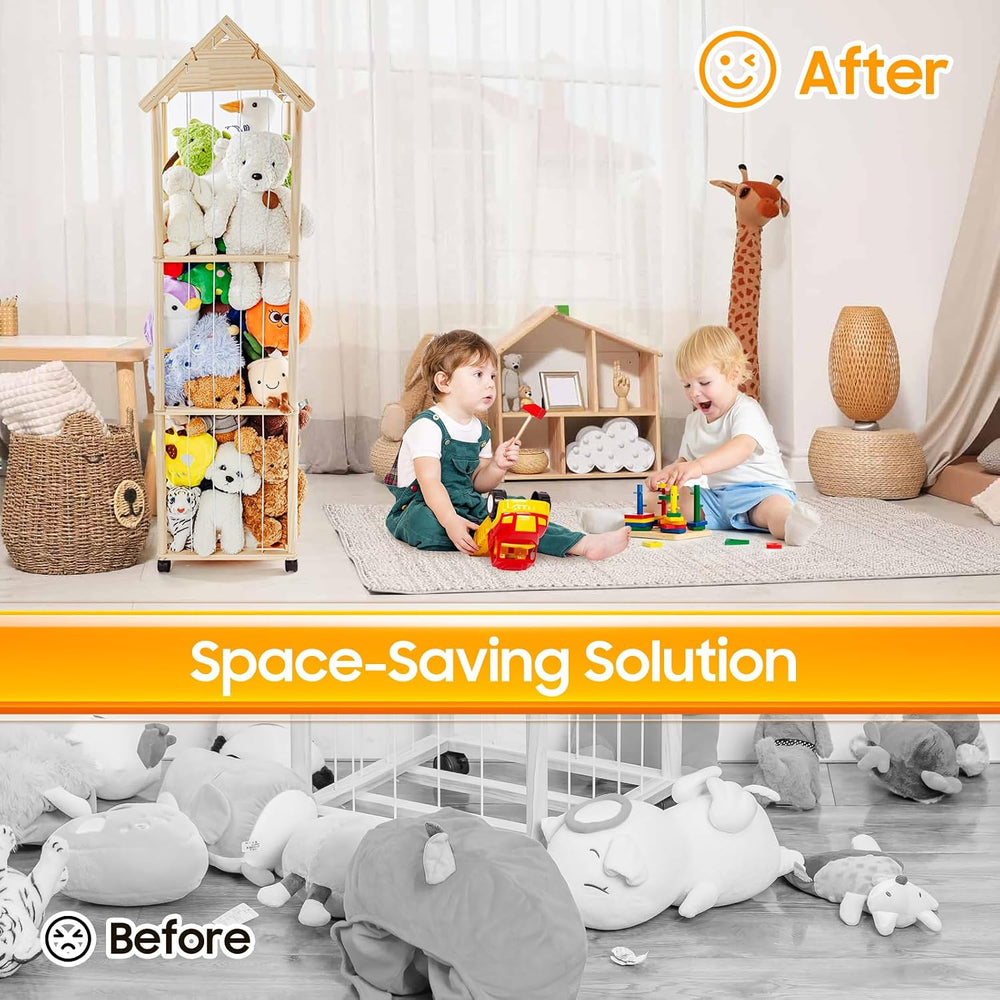 Stuffed Animal Storage, Stuff Animal Holder Organizer Display Shelf | Wooden ...