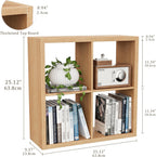 Cube Storage Organizer Bookcase, Decorative 11 inch Open Back Cubical Shelf with Thickened Border, Display Bookshelf for Living Room, Home Office, Sturdy Room (Natural Oak, 4 Cube)