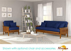 Eastridge Futon Set - Queen Size, Frame, 8" Mattress, Twill Royal Blue Cover
