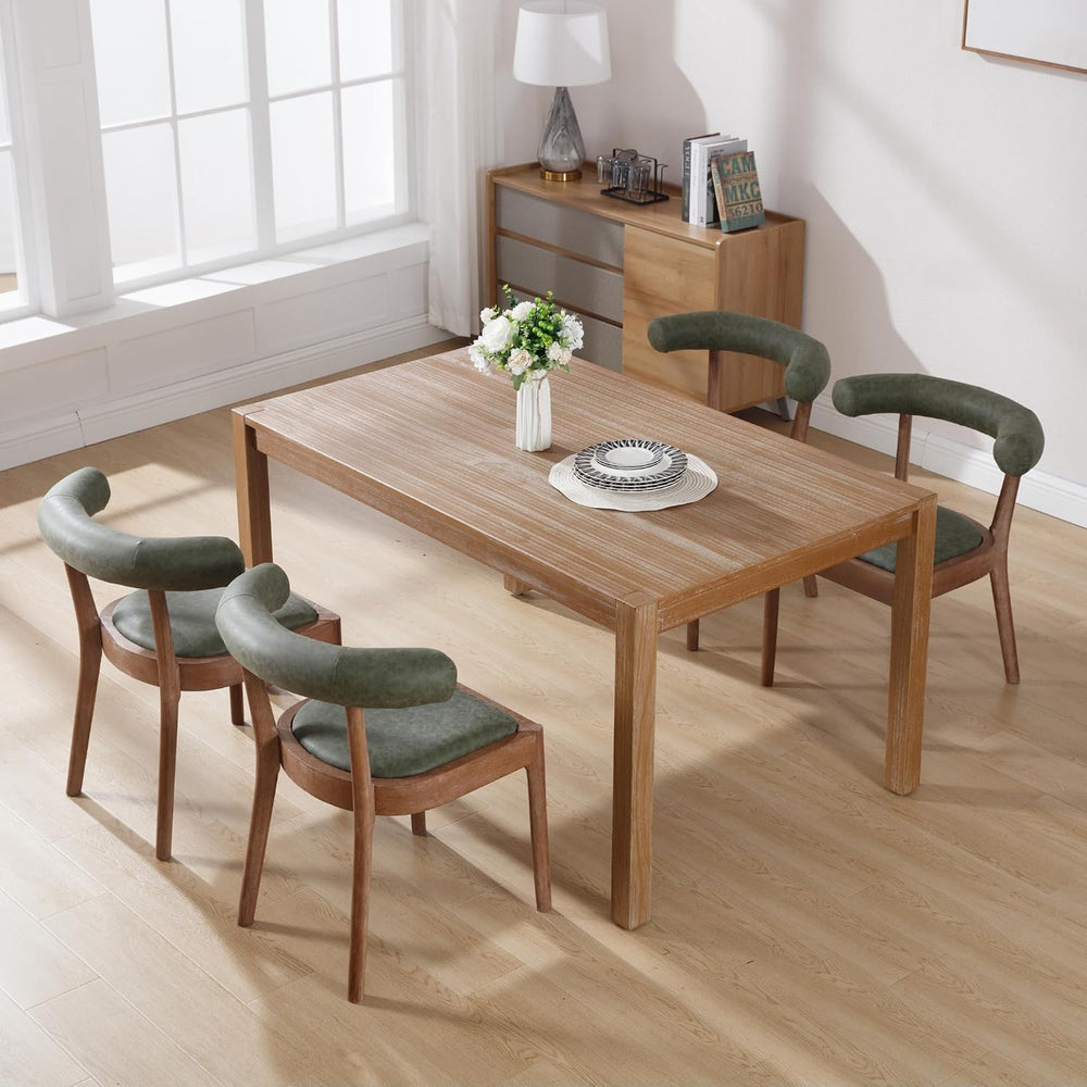 Kmax Dining Room Chairs, Mid-Century Modern PU Kitchen Chairs with Natural Wa...