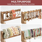 Emfogo Bracelet Holder, 4 Tier Bracelet Organizer Storage for Bracelets Bangles Watch Scrunchies, Rustic Wood Jewelry Organizer Display for Home, Vendors, Craft Shows and Store(Rustic Brown)