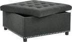 Mofolit Square Storage Ottoman Versatile Coffee Table(30",Dark Grey) | Vintage Tufted Nailhead Ottoman Couch Footrest For Living room ,Bedroom ,Entryway And Apartment.