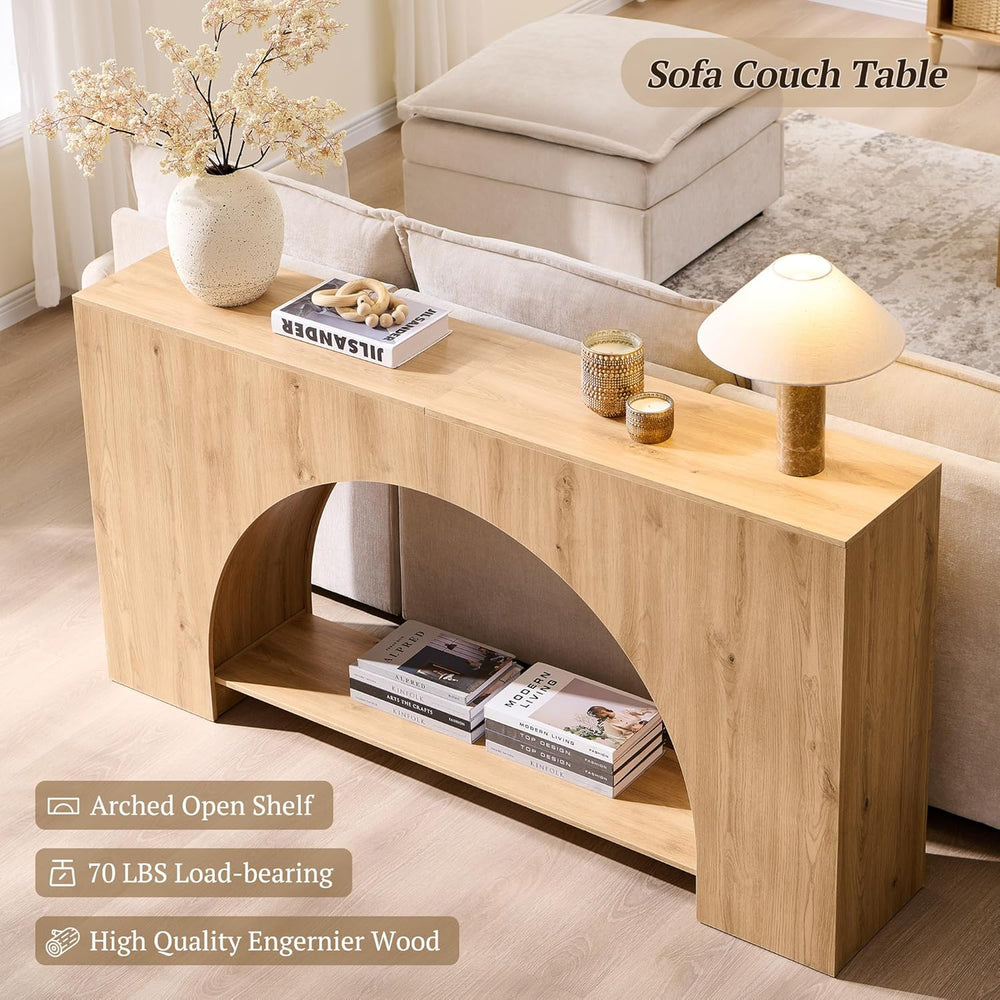 IFGET 63" Arched Console Table, 2-Tier Modern Entryway Table with Arched...