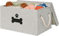 Dog Toy Basket with Lid, Dog Basket for Toys, Dogs Toy Box with Cotton Rope Handles, Collapsible Storage Bins for Pet Toys, Dogs Storage Organizer, Gray