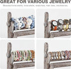 TOPNEW 5 Tier Wooden Bracelet Holder,Scrunchie Bangle Watch Necklace Display Storage Jewelry Holder Stand Display Organizer,Antique White