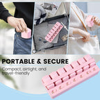 Pill Organizer Easy-Slide Lid, Removable 7 Day 1 Time a Day Pill Box, Large Travel Pill Case, Week Once Daily Medication Dispenser, Pill Container Holder for Supplement, Vitamin, Pink