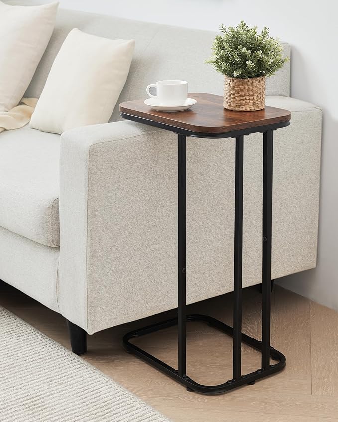 C Shaped End Table Set of 2, Small Side Table for Sofa and Bed, Couch Tables ...