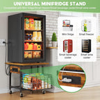 Hongtamoya Mini Fridge Stand with Storage and Power Outlet, Small Refrigerator Stand with Wheels, Mini Fridge Cart-Max Load 300 LBS Heavy Microwave Printer Stand Utility Cart for Dorm,Kitchen, Office
