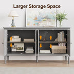 RoyalCraft 59'' Sideboard Buffet Cabinet with Storage, Modern Buffet Cabinet with Adjustable Shelves & Carved Handle, Mid Century Large Credenza Coffee Bar for Dining Room, Living Room (Dove Gray)