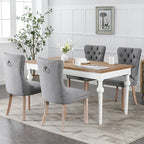 Modern Dining Chairs Set of 4, Tufted Upholstered Dining Chairs with Solid Wood Legs, Grey Linen Fabric Kitchen Chair, Sillas de Comedor, Comfy Kitchen Chair (Gray, Linen, 4Pcs)