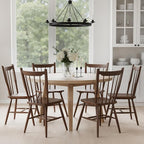 HNY Walnut Windsor Dining Chairs Set of 2, Farmhouse Wooden Kitchen Chairs with Spindle Back, Mid Century Modern Armless Kitchen Side Chair for Dining Living Room Restaurant