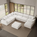 Cloud Modular Sectional Sofa,253.8" Down Filled Sofa 7 Seat with Chaise,Minimalist Sofa Cover Washable and Replaceable Couches for Living Room,Sectional Sofa Deep Seat