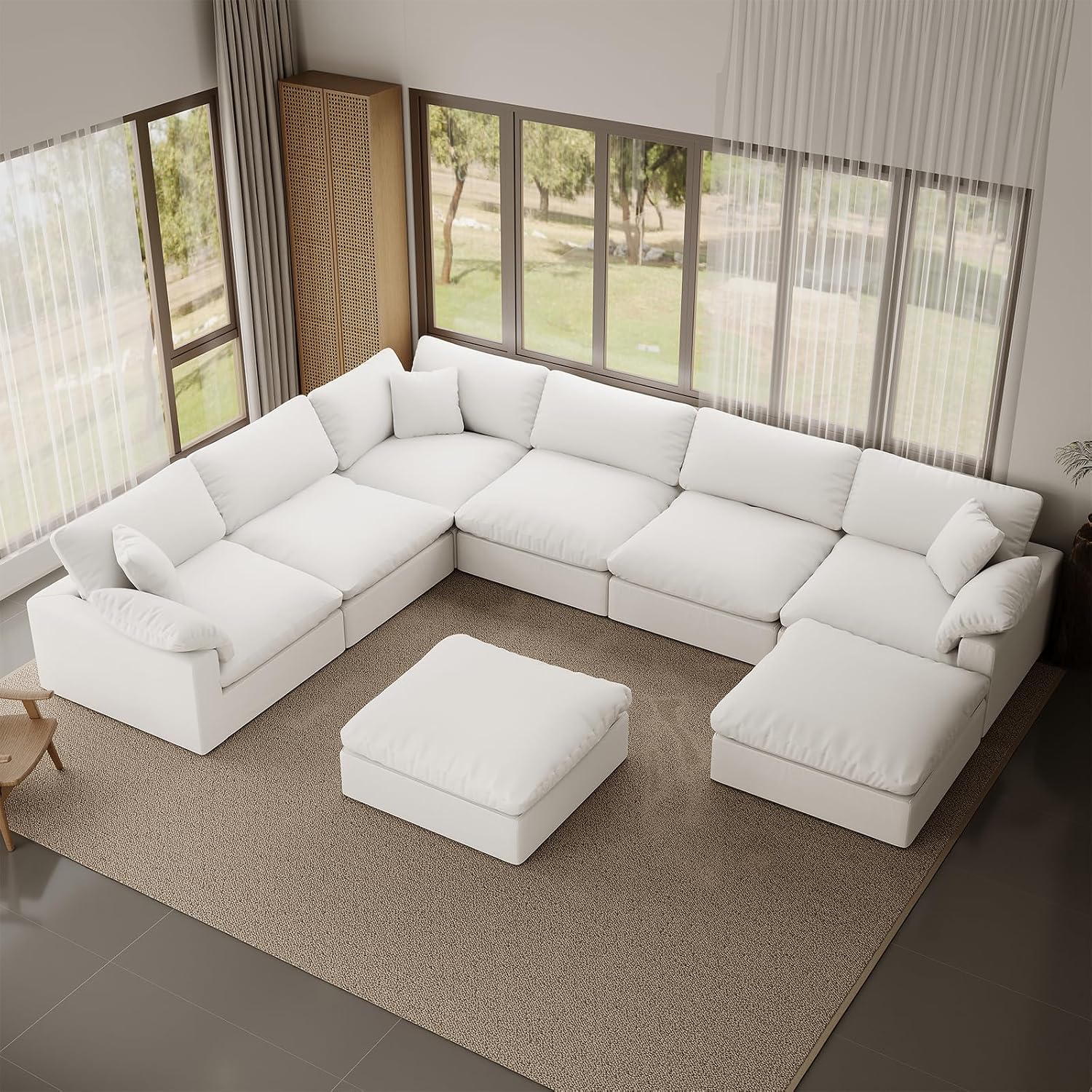 Cloud Modular Sectional Sofa,253.8" Down Filled Sofa 7 Seat with Chaise,Minimalist Sofa Cover Washable and Replaceable Couches for Living Room,Sectional Sofa Deep Seat