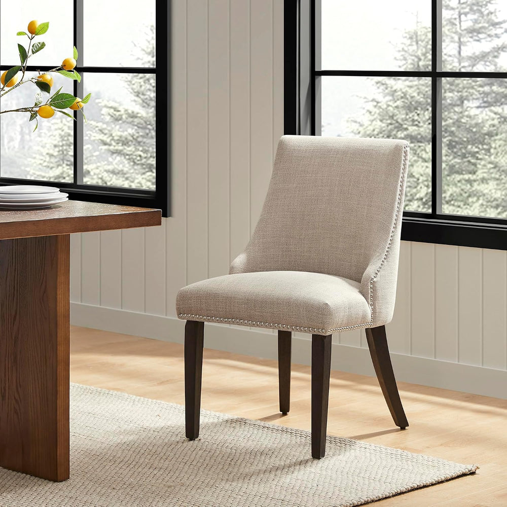 CHITA Farmhouse Dining Chairs with Nailhead Trim, Fabric High Back upholstere...