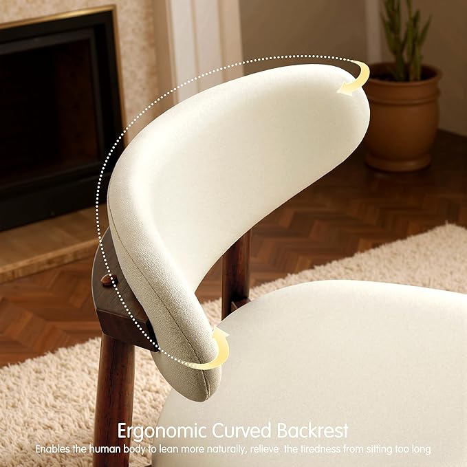 CHUN YI Dining Chairs Set of 4, Upholstered Wooden Dining Room Chairs, Mid Ce...