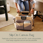 Mobile Utility Cart with Storage Organizer Bag, Rolling Cart, Chocolate/Sand