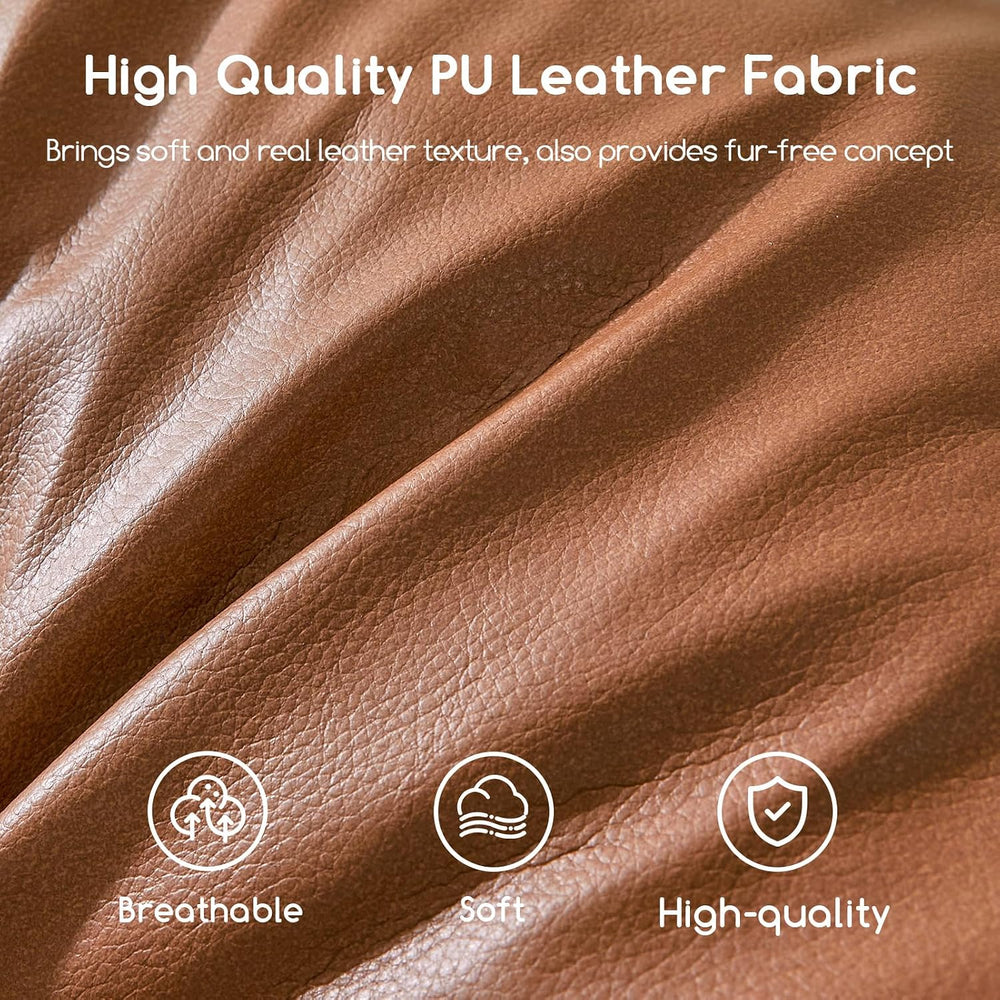 HIGOGOGO Round Stuffed Pouf Ottoman, Pu Leather Poufs with Foam Chunk Filling...