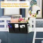 Bedside Caddy Bedside Organizer Bedside Storage Caddy with Fixed Straps and Water Bottle Holder for Home College Dorm Bunk Bed Hospital Bed Crib Bed Rails (Black)
