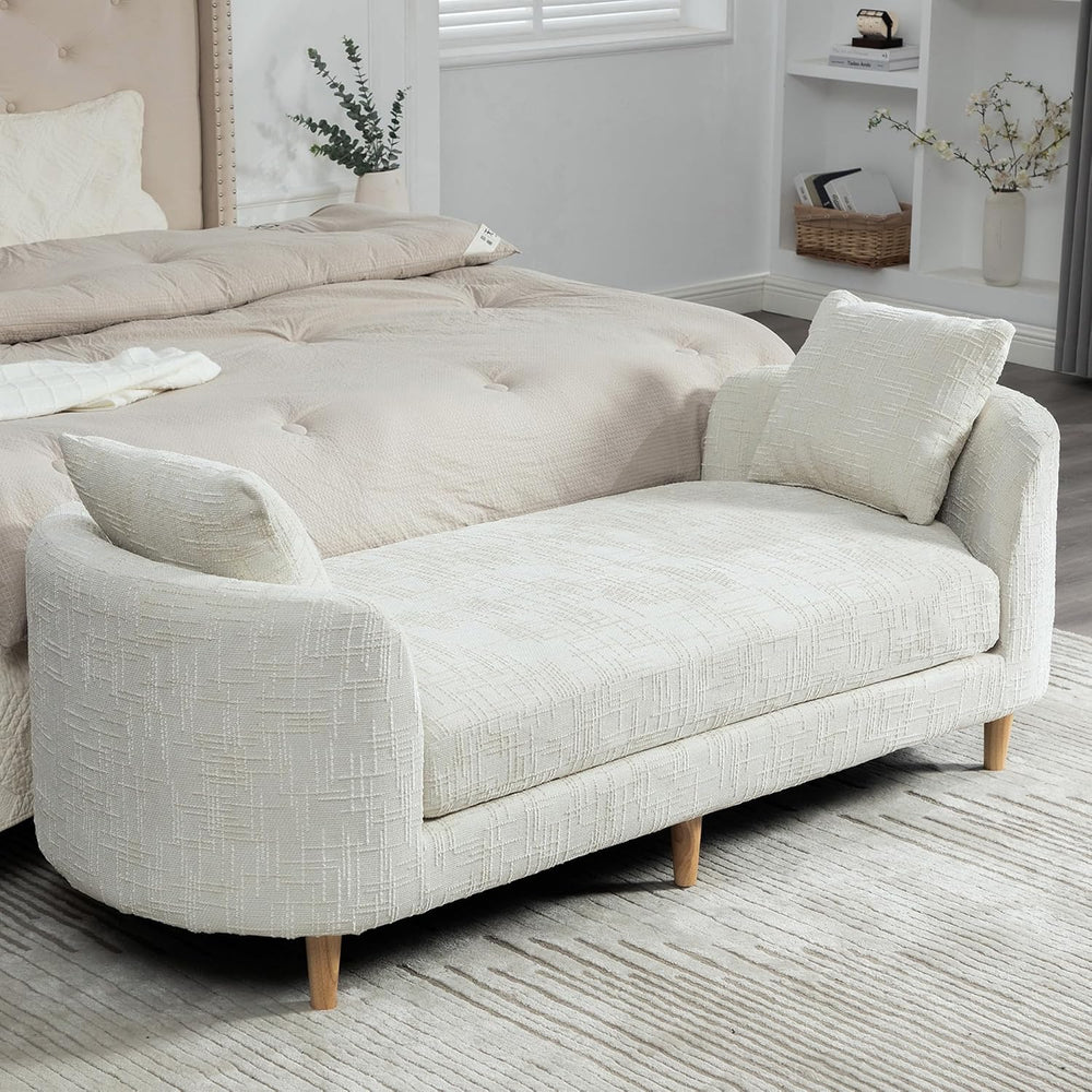 77" End of Bed Bench King Size,Chenille Extra Large Window Bench with 2 ...