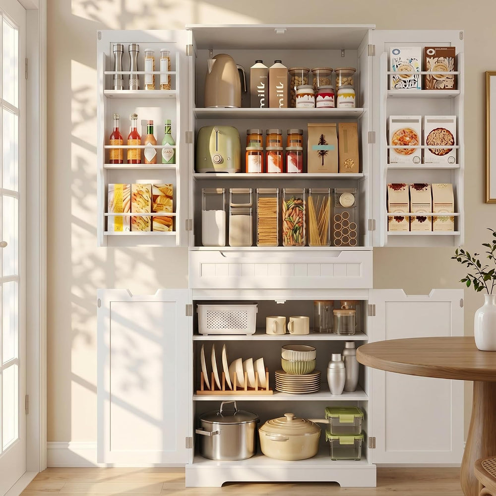 Gizoon Tall Kitchen Pantry Cabinet with Doors and Adjustable Shelves, White |...