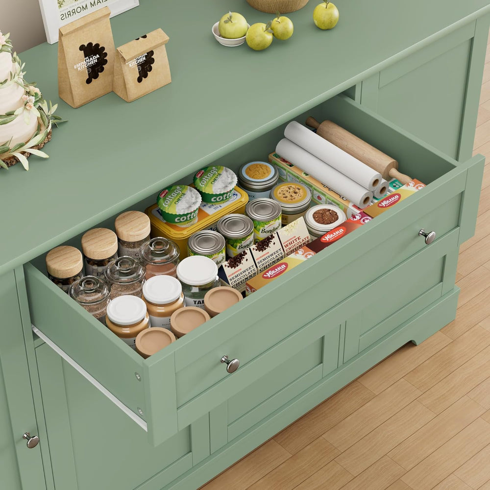 HITHOS 54" W Kitchen Buffet Cabinet with Storage, Coffee Bar Cabinet, Green