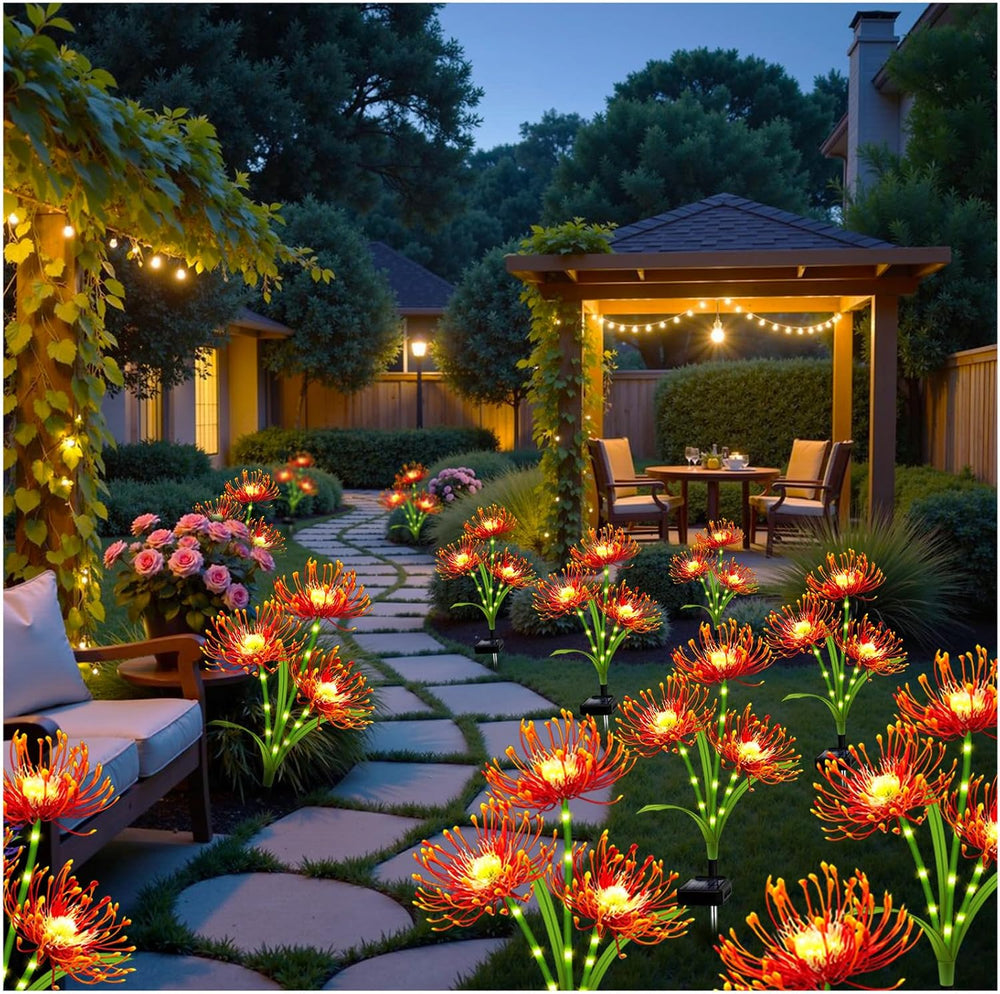 Solar Garden Flower Lights Outdoor,Fall Decor with Glowing Stems