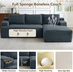 96.1" Modular Sectional Sofa Couches L-Shape Couch 3 Seat Modular Sofa Corduroy Memory Foam Sectional Boneless Couches for Living Room, Cloud Couch with Oversized Chaise(Dark Gray, Right Facing)