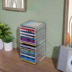STORi Stackable Clear Plastic CD Organizers (2 Pack) Cube Jewel Case Holders Perfect for Theatre Room | Holds up to 12 CD Cases per Organizer | Made in USA