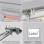 CYhom 3Pack Frame Storage Box - Clothes Storage Bin Bags Oxford Fabric Foldable Stackable Container Organizer Set with Clear Window & Carry Handles Large Capacity (Grey, Large-66L)