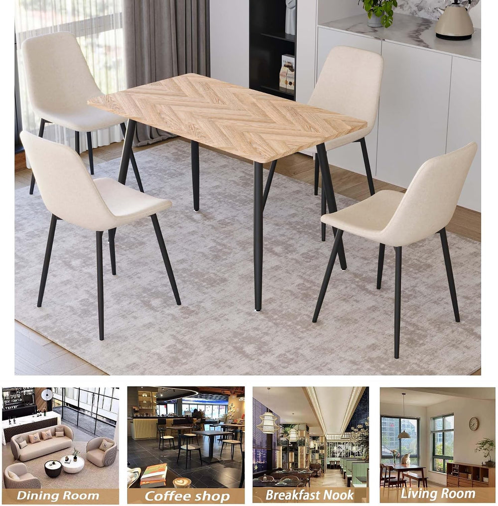 Small Dining Table Set for 4, Modern Dining Table and Chairs Set with 4 Fabri...