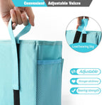 Bseash Bunk Bed Organizer, Bedside Caddy Hanging Bed Organizer Storage Bag with 4 Pockets and 2 Hooks, for College Dorm Rooms Bed, Hospital Bed, Baby Bed Rails, 600D Oxford Cloth (Light Blue)