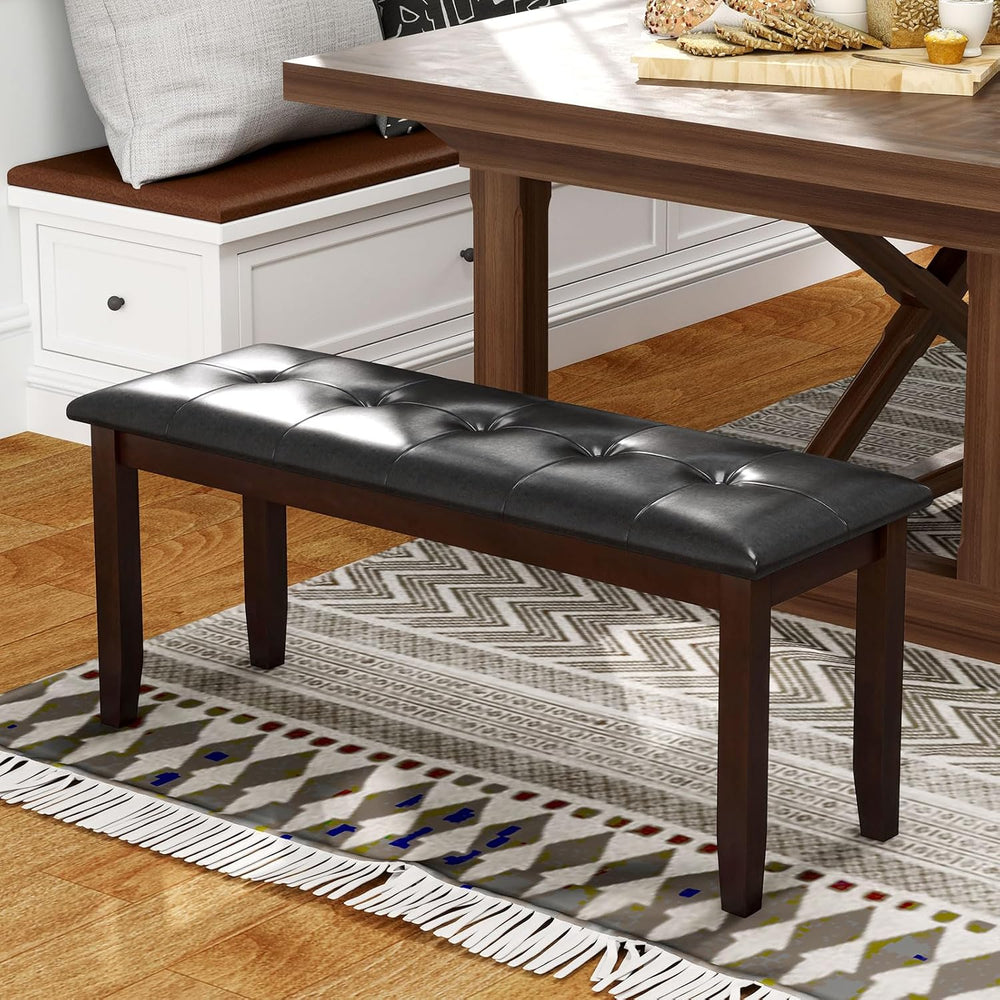 Giantex Dining Room Bench, Traditional Upholstered Table Benches, Hallway PU ...
