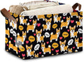 Cute Corgi Dog Storage Basket,Sweet Collapsible Storage Bin Cubes for Living Room Bedroom Blankets Home Storage 17x11.5x10Inch